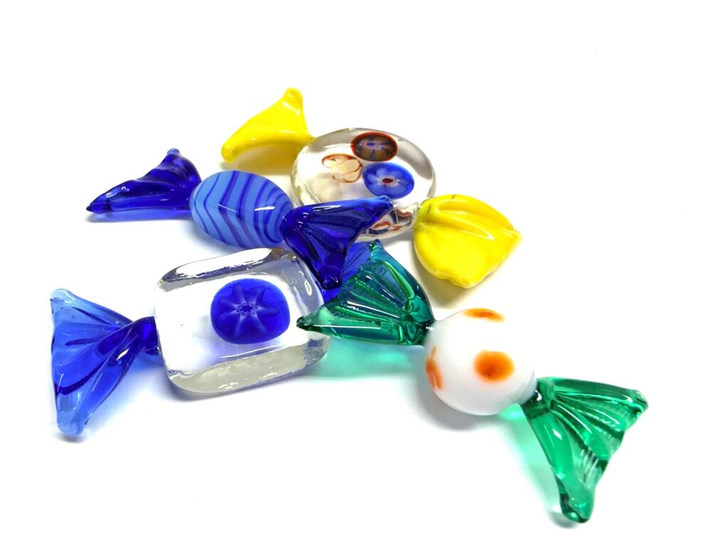 Vintage Venetian Art Glass Candy Sweets Dulces 4 Pieces Murano Style Millefiori